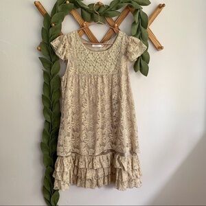 Millau Cream Babydoll Dress Ruffled Tiered Flutter Sleeves